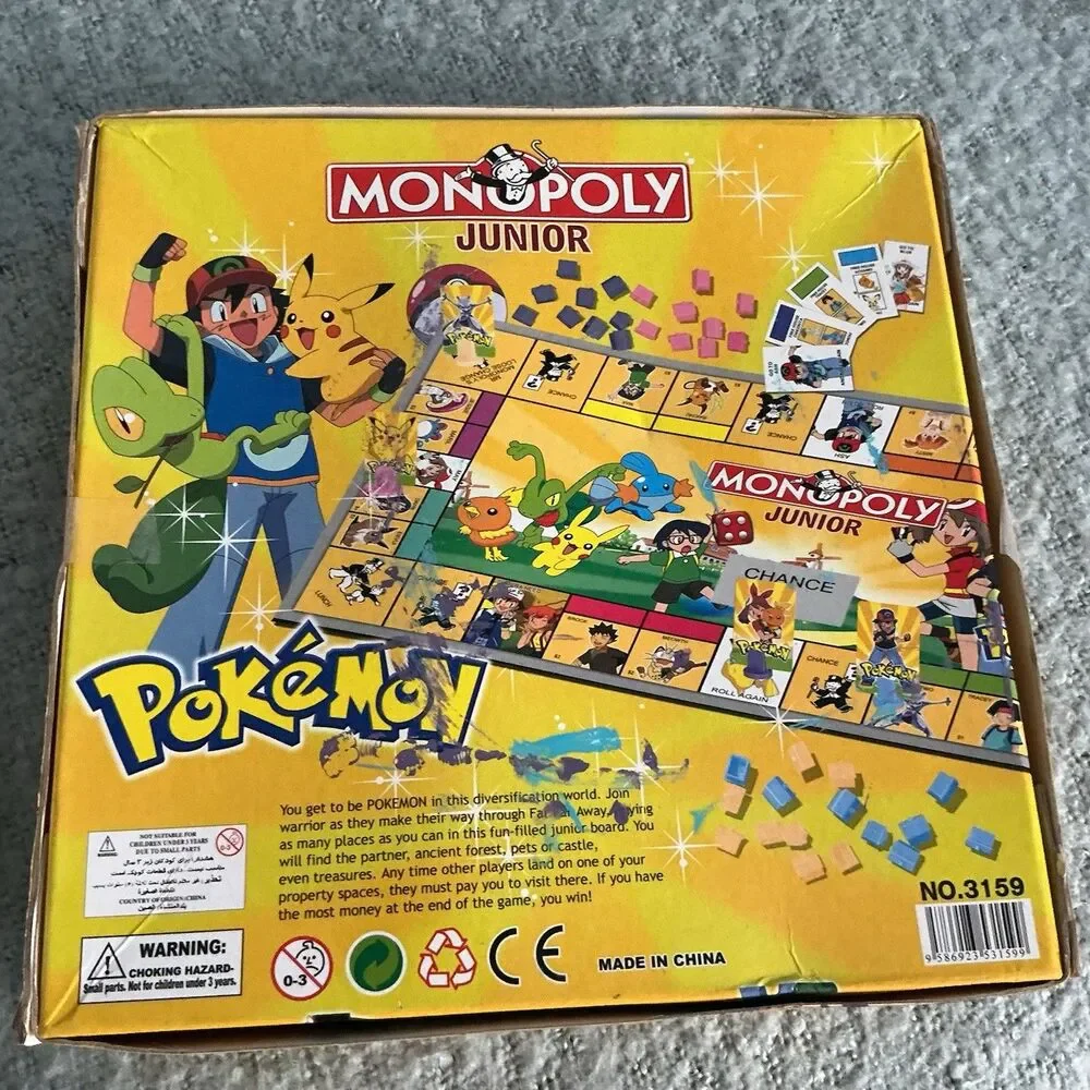 Pokemon Monopoly Junior Board Game Complete Kids Family Game 2-4 Players